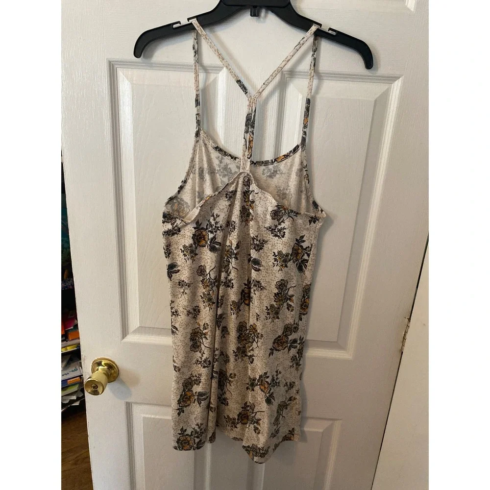 WallFlower Womens Floral Y-Back Racerback Camisole Tank Top Cream Boho Large